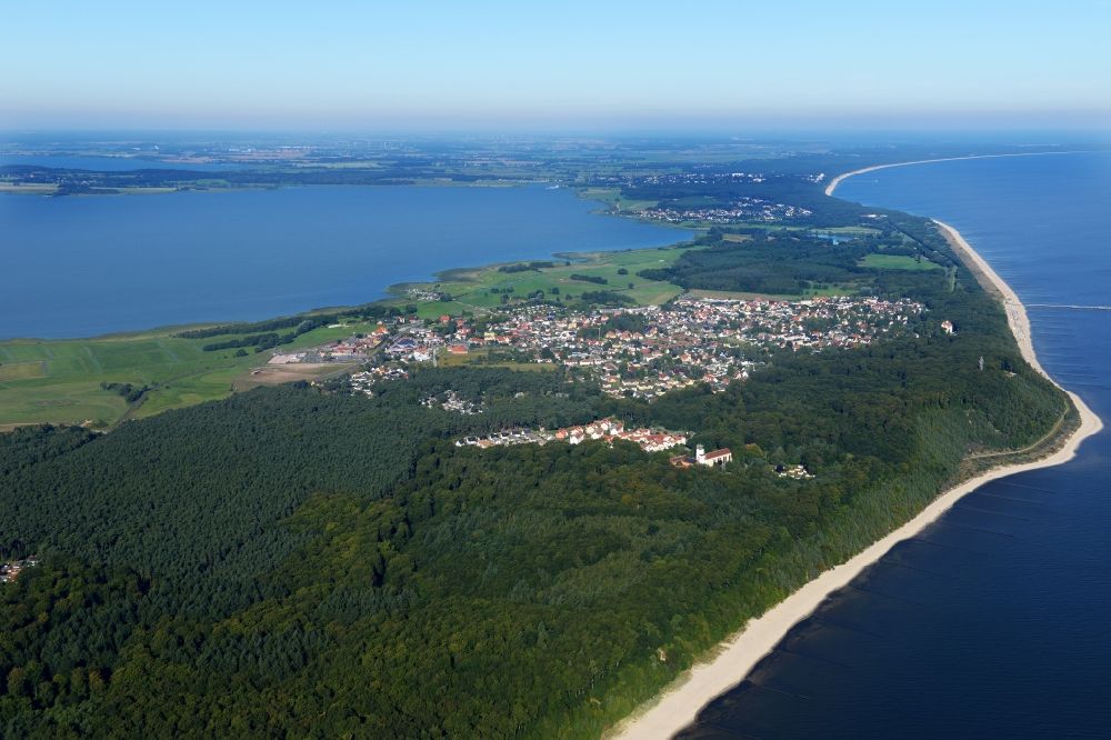 Koserow from above - Cityscape Koserow on the coast of the Baltic Sea on the island of Usedom in Mecklenburg Western Pomerania