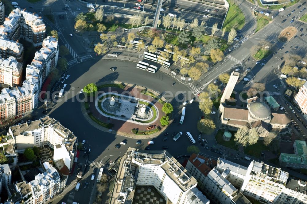 Aerial image Paris - Ensemble space Palace de la Porte de St Cloud in the inner city center in Paris in Ile-de-France, France