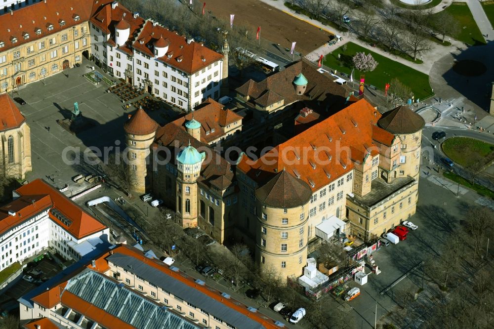 Aerial image Stuttgart - Palace Altes Schloss on Schillerplatz in Stuttgart in the state Baden-Wurttemberg, Germany