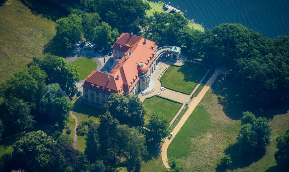 Berlin from above - Palace Borsig-Villa on island reiherwerder in the district Tegel in Berlin, Germany
