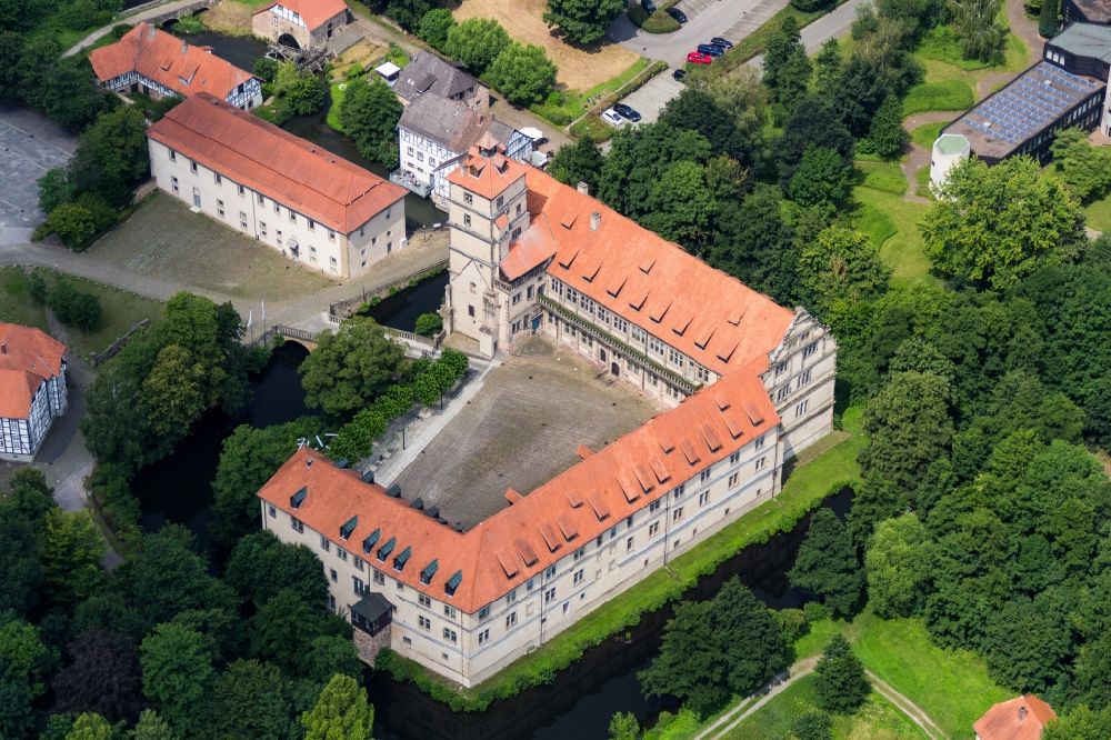 Aerial image Lemgo - Palace Brake on Schlossstrasse in the district Brake in Lemgo in the state North Rhine-Westphalia, Germany
