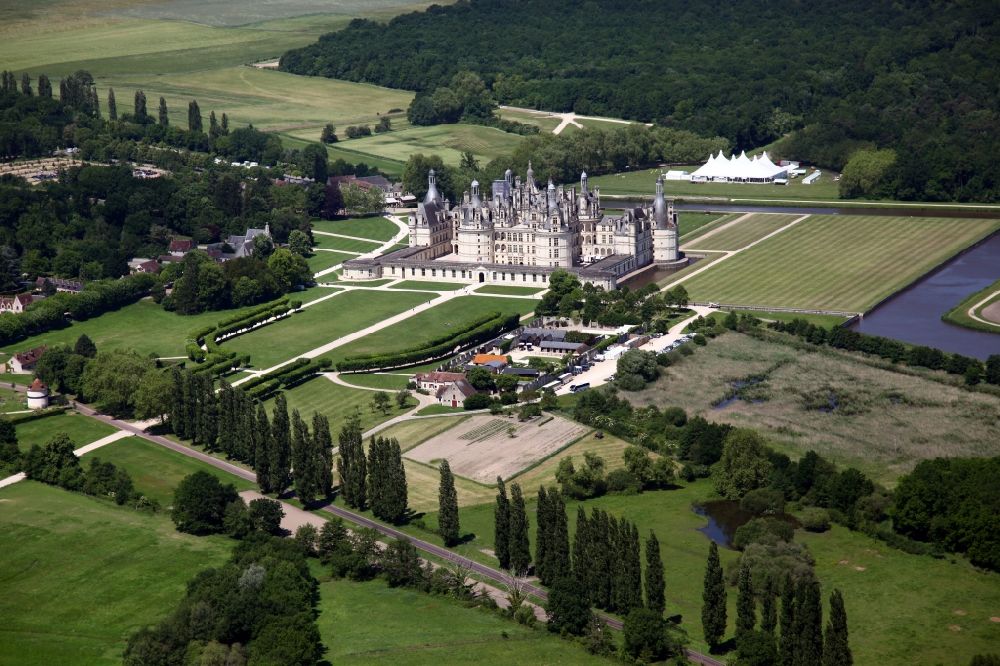 Aerial photograph Chambord - Palace in Chambord in Centre-Val de Loire, France