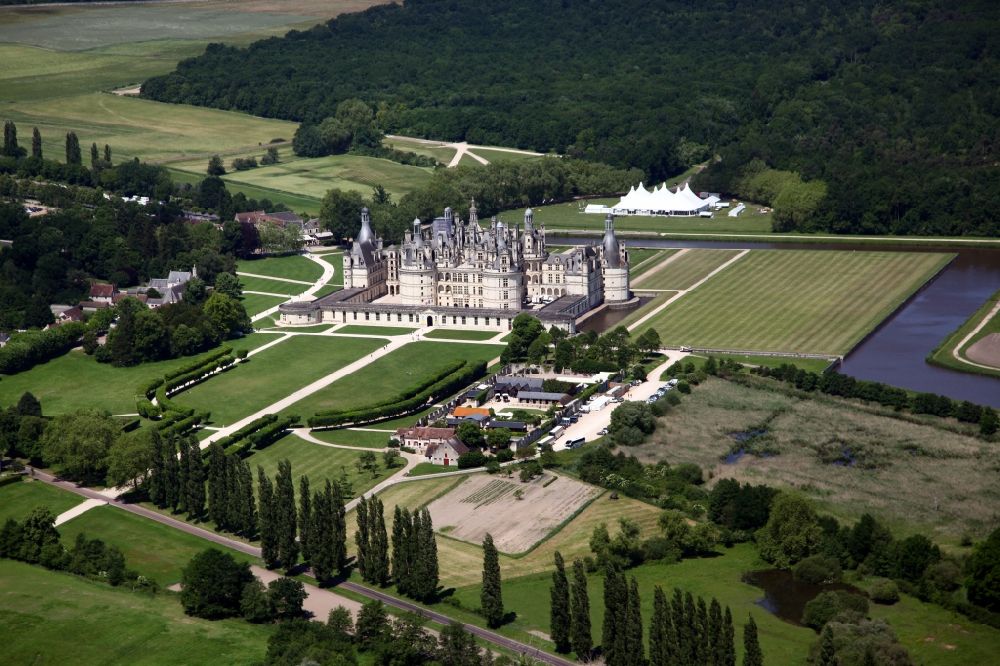Chambord from above - Palace in Chambord in Centre-Val de Loire, France