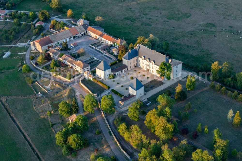 Champougny from above - Palace Chateau de Montbras and Hostellerie de L'Isle en Bray in Montbras in Grand Est, France
