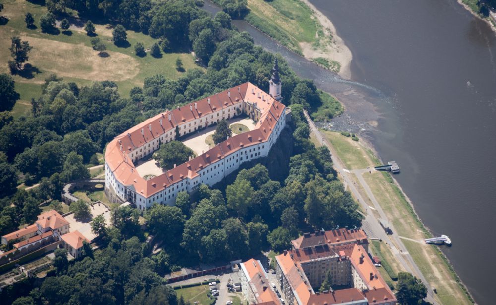 Decin from above - Palace in Decin in Ustecky kraj - Aussiger Region, Czech Republic