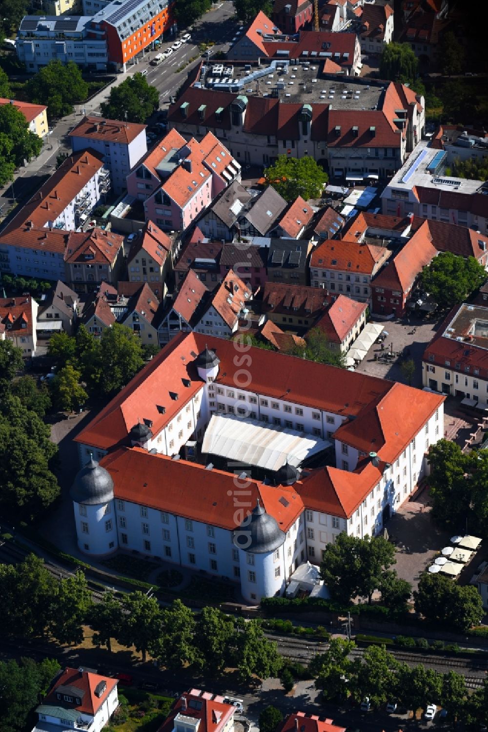 Aerial image Ettlingen - Palace in Ettlingen in the state Baden-Wurttemberg, Germany