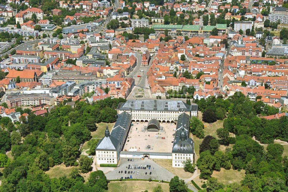 Gotha from above - Palace Friedenstein in Gotha in the state Thuringia, Germany