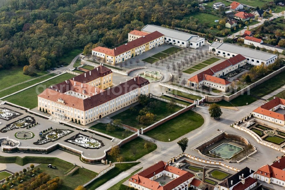 Schloßhof from the bird's eye view: Palace of Schloss Schoenbrunn Kultur- and Betriebsges.m.b.H. in Schlosshof in Lower Austria, Austria
