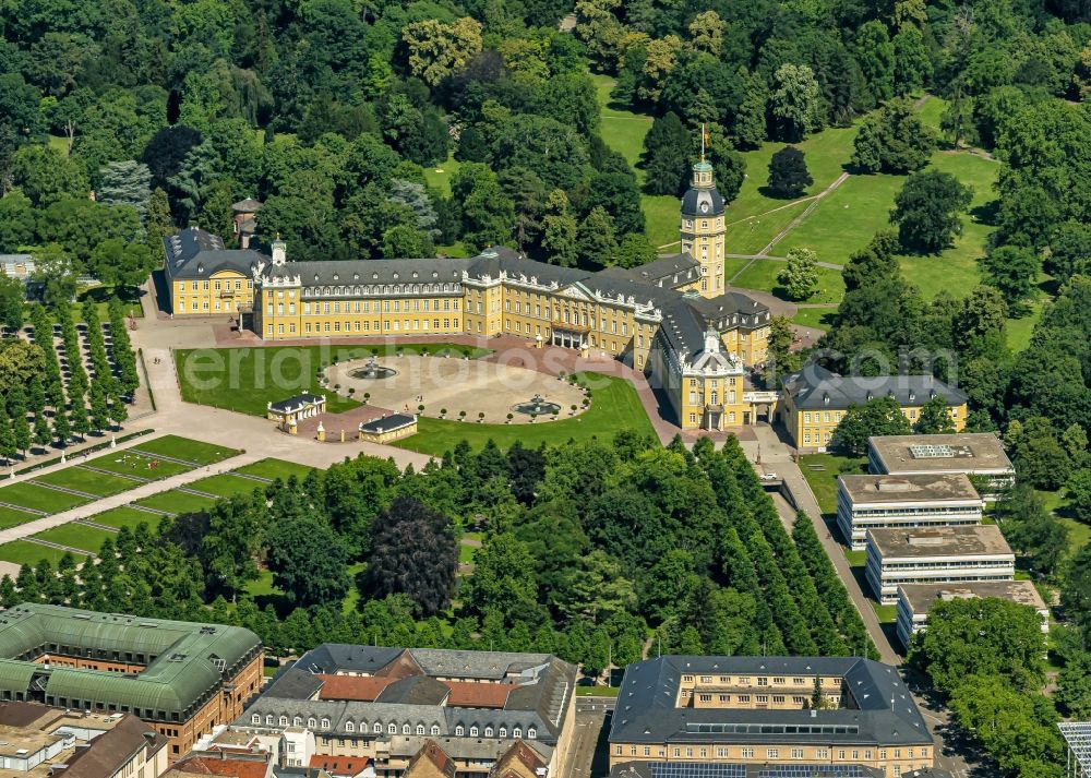 Karlsruhe from above - Palace in Karlsruhe in the state Baden-Wuerttemberg, Germany