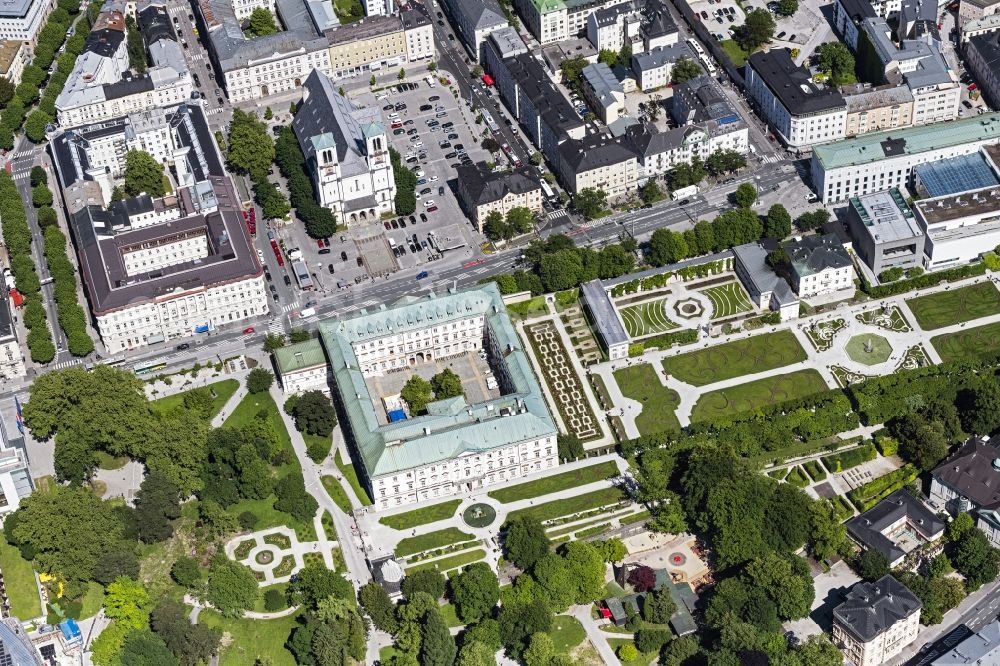 Salzburg from above - Palace on Mirabellplatz in Salzburg in Austria