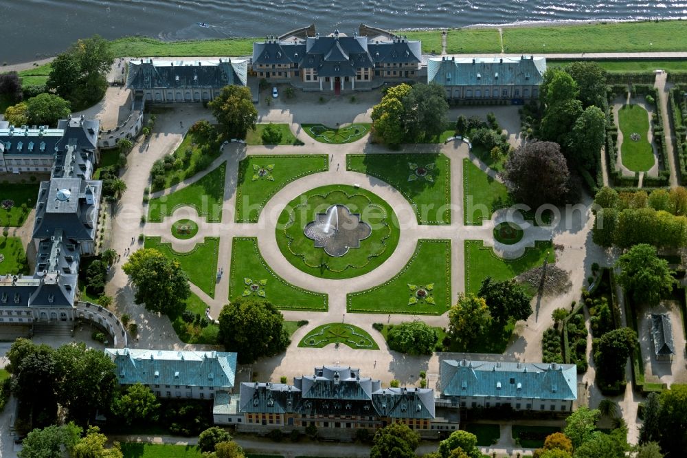 Dresden from the bird's eye view: Palace Pillnitz in Dresden in the state Saxony, Germany