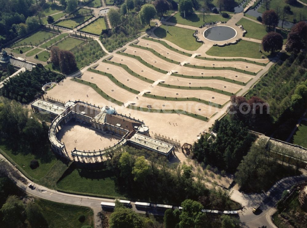 Potsdam from the bird's eye view: Palace Sanssouci on Maulbeerallee in Potsdam in the state Brandenburg, Germany