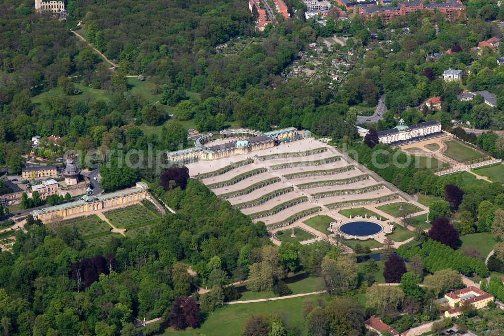 Aerial photograph Potsdam - Palace Sanssouci in Potsdam in the state Brandenburg, Germany