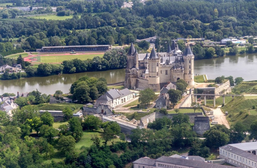 Aerial image Saumur - Palace in Saumur in Pays de la Loire, France