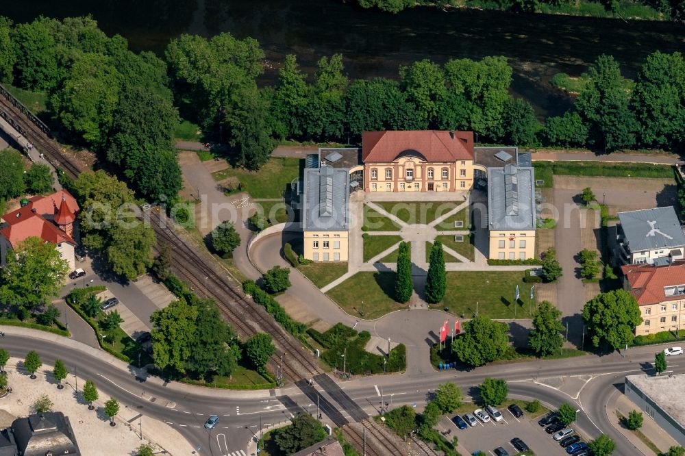 Aerial image Sigmaringen - Palace Sparkassen-Forum Hofgarten in Sigmaringen in the state Baden-Wuerttemberg, Germany