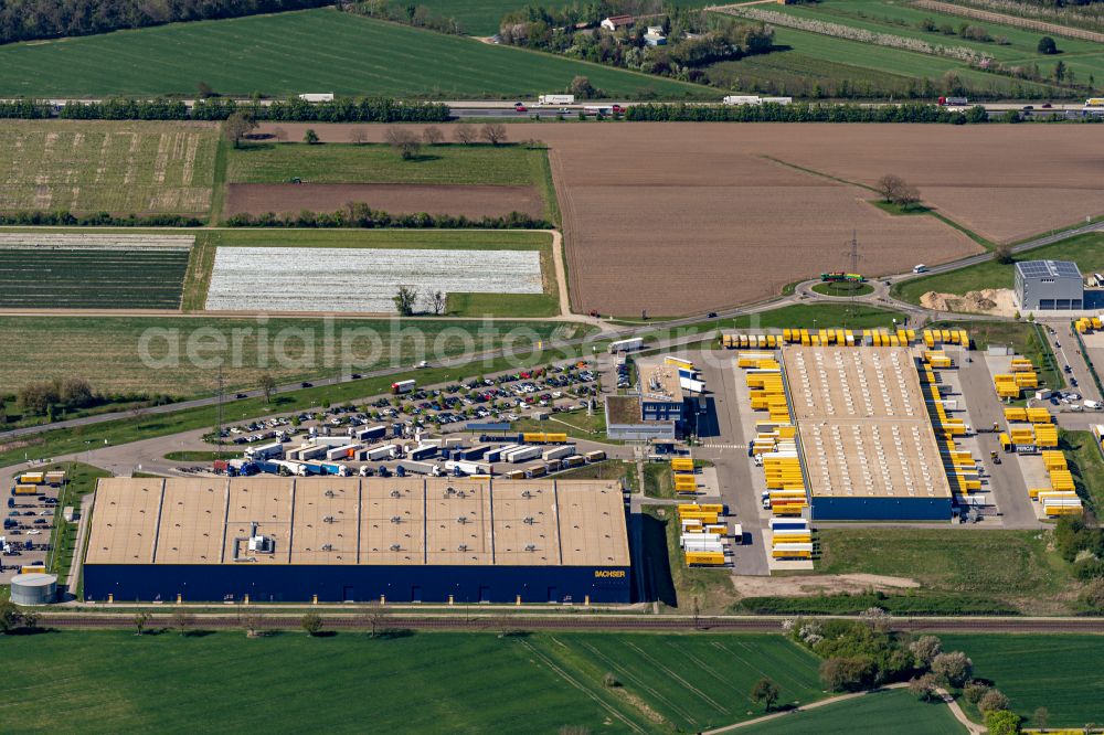 Aerial photograph Malsch - Panoramic perspective Warehouses and forwarding building of Dachser GmbH & Co.KG in Malsch in the state Baden-Wuerttemberg