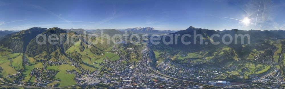 Kitzbühel from the bird's eye view: Panorama from the local area and environment in Kitzbuehel in Austria