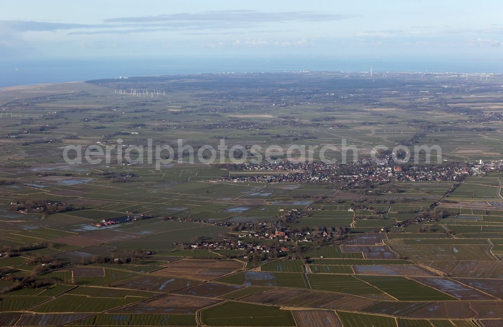 Wurster Nordseeküste from above - Panorama from the local area and environment in Wurster Nordseekueste in the state Lower Saxony