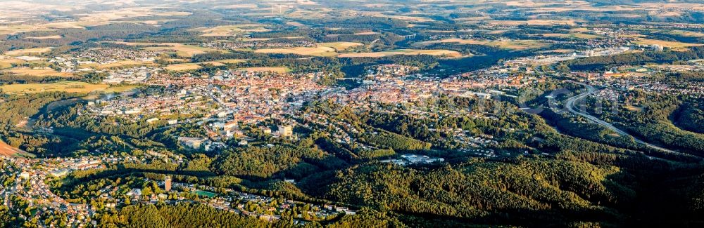Pirmasens from the bird's eye view: Panoramic perspective in Pirmasens in the state Rhineland-Palatinate, Germany