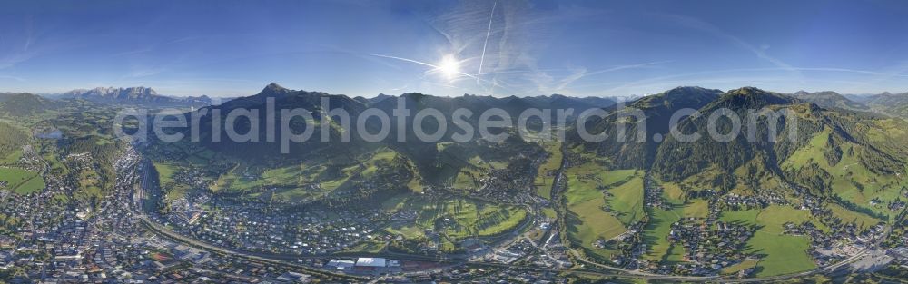 Aerial image Kitzbühel - Panoramic city view of downtown area in Kitzbuehel in Austria