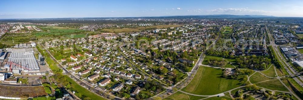 Aerial image Karlsruhe - Panoramic perspective outskirts residential in the district Nordweststadt in Karlsruhe in the state Baden-Wuerttemberg, Germany
