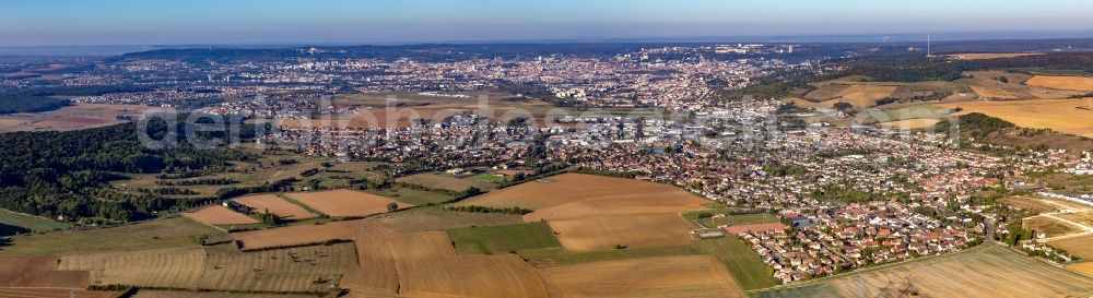 Nancy from above - Panoramic perspective of the city area with outside districts and inner city area in Nancy in Grand Est, France