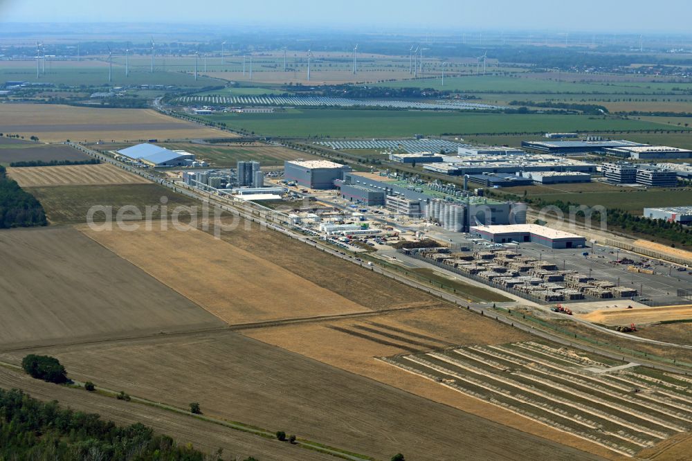 Aerial photograph Sandersdorf - Paper factory premises of Progroup AG on street Sonnenseite in Sandersdorf in the state Saxony-Anhalt, Germany
