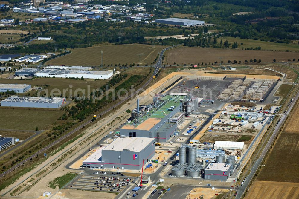 Aerial photograph Sandersdorf - Paper factory premises of Progroup AG on street Sonnenseite in Sandersdorf in the state Saxony-Anhalt, Germany