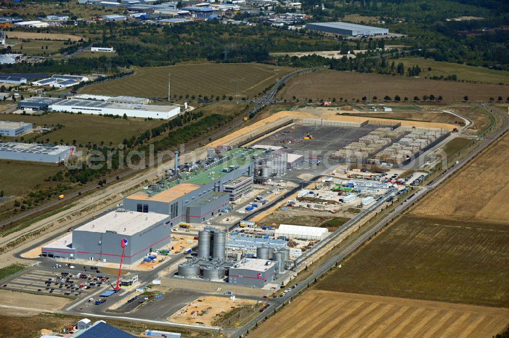 Sandersdorf from the bird's eye view: Paper factory premises of Progroup AG on street Sonnenseite in Sandersdorf in the state Saxony-Anhalt, Germany