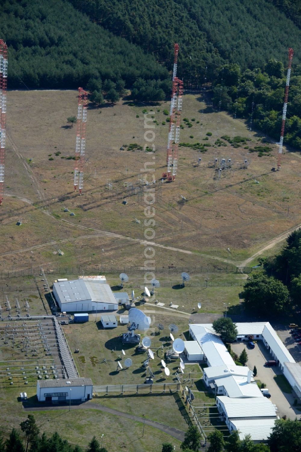 Aerial photograph Lampertheim - Parabolic satellite dishes Relaisstation of International Broadcasting Bureau ( IBB ) in Lampertheim in the state Hesse