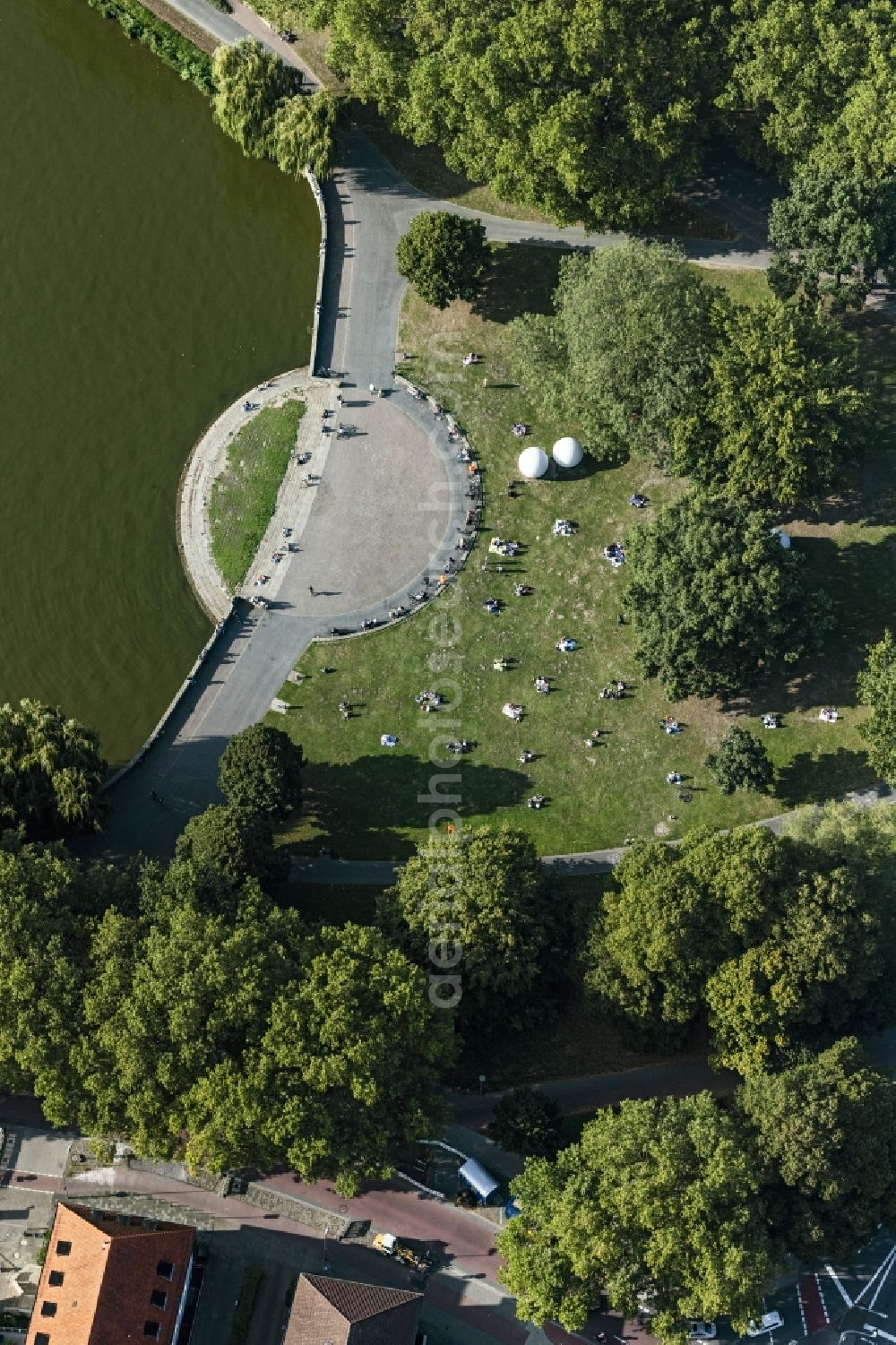 Aerial photograph Münster - Park of on Aasee in Muenster in the state North Rhine-Westphalia, Germany