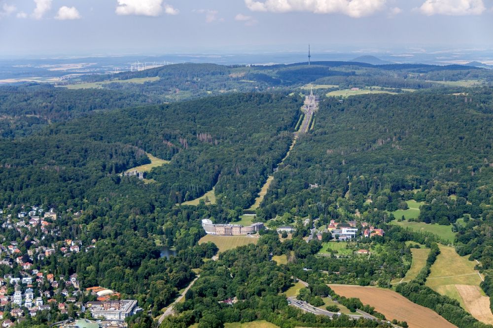 Aerial image Kassel - Park of Bergpark Wilhelmshoehe in Kassel in the state Hesse, Germany