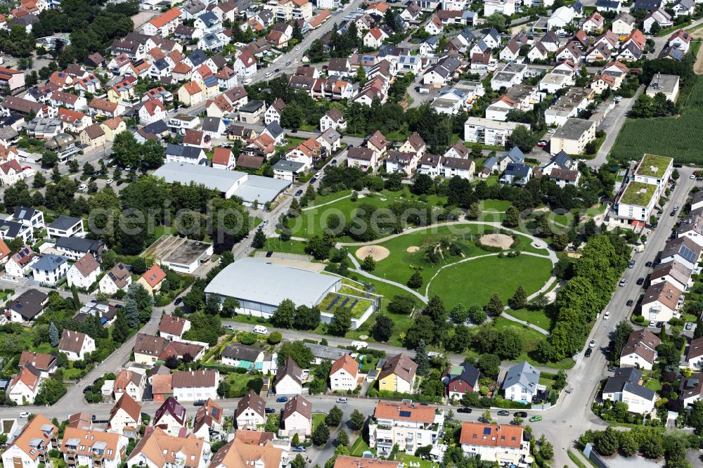 Asperg from above - Park of Buergergarten in Asperg in the state Baden-Wuerttemberg, Germany