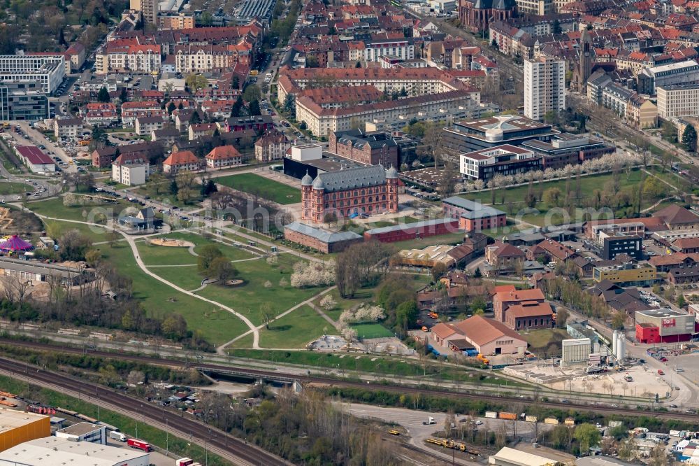 Aerial image Karlsruhe - Park of City Park in Karlsruhe in the state Baden-Wuerttemberg, Germany