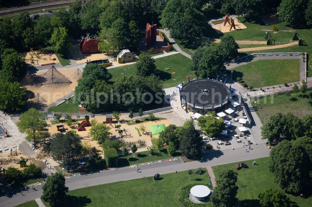 Erfurt from above - Park of Egapark in the district Hochheim in Erfurt in the state Thuringia, Germany