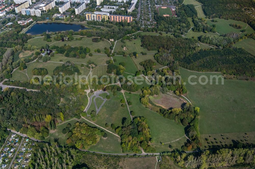 Leipzig from above - Park of Erholungspark Loessnig-Doelitz in the district Doelitz in Leipzig in the state Saxony, Germany
