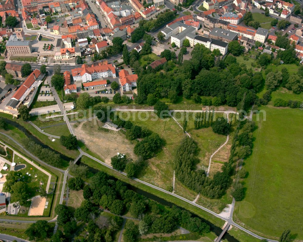 Aerial image Großenhain - Park of - Festwiese on street Carl-Maria-von-Weber-Allee in Grossenhain in the state Saxony, Germany