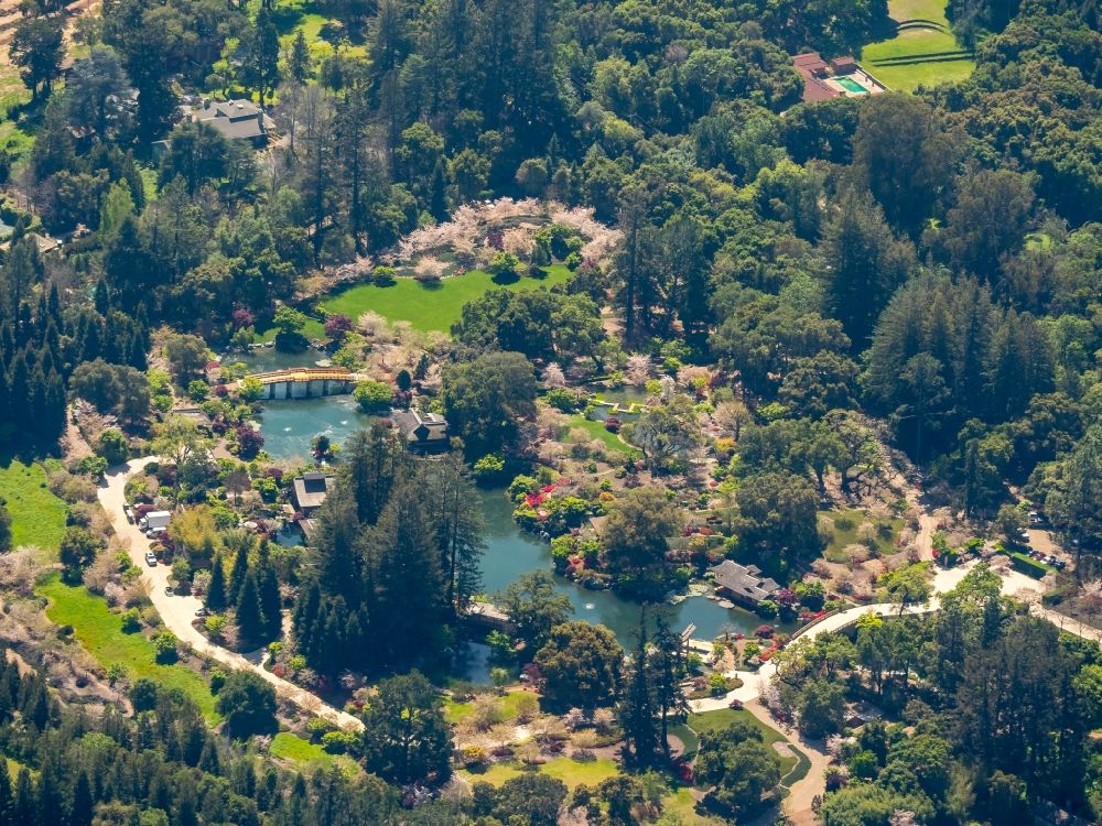 Aerial image San Jose - Japanese Friendship Garden in Kelley Park in San Jose in California in the USA