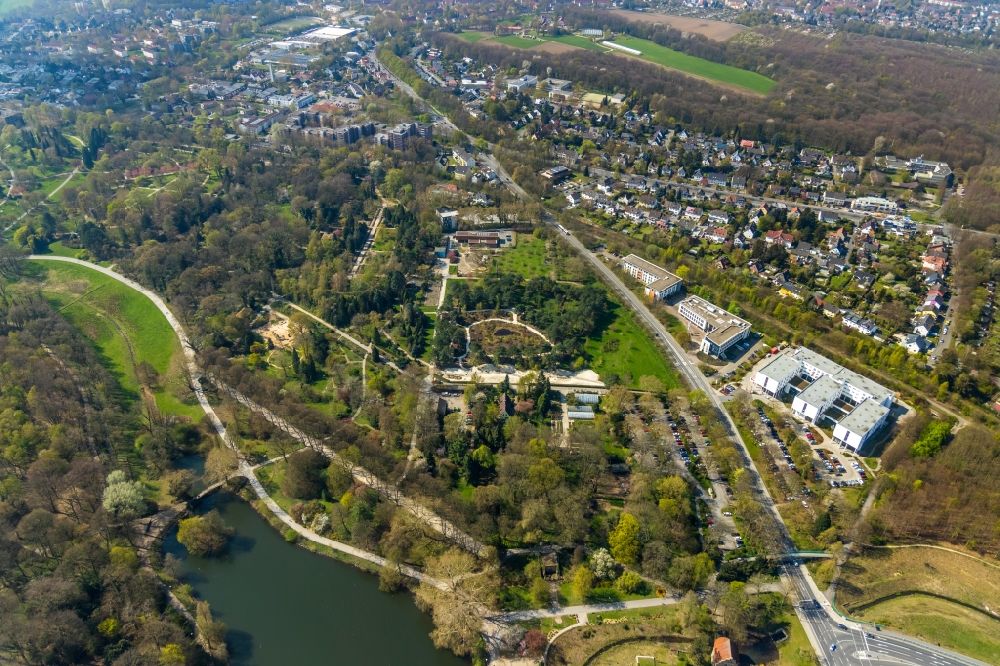 Dortmund from the bird's eye view: Park of and Kirschbluetenallee in the district Rombergpark in Dortmund in the state North Rhine-Westphalia, Germany