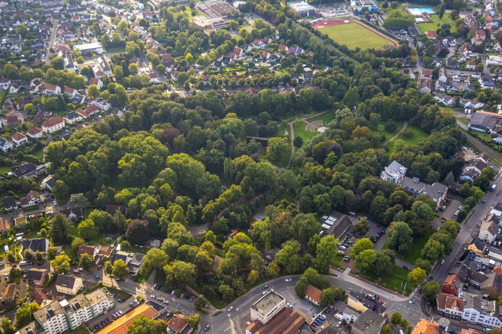 Aerial photograph Werl - Park of Kurpark in Werl at Ruhrgebiet in the state North Rhine-Westphalia, Germany