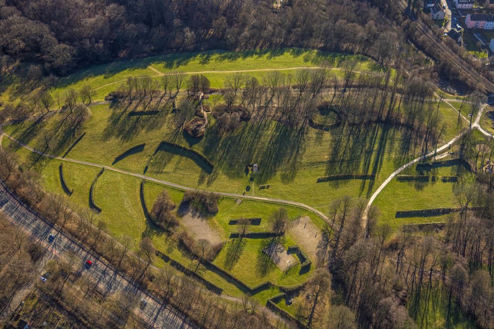 Aerial image Castrop-Rauxel - Park of Rennwiese on street Dortmunder Strasse in Castrop-Rauxel at Ruhrgebiet in the state North Rhine-Westphalia, Germany