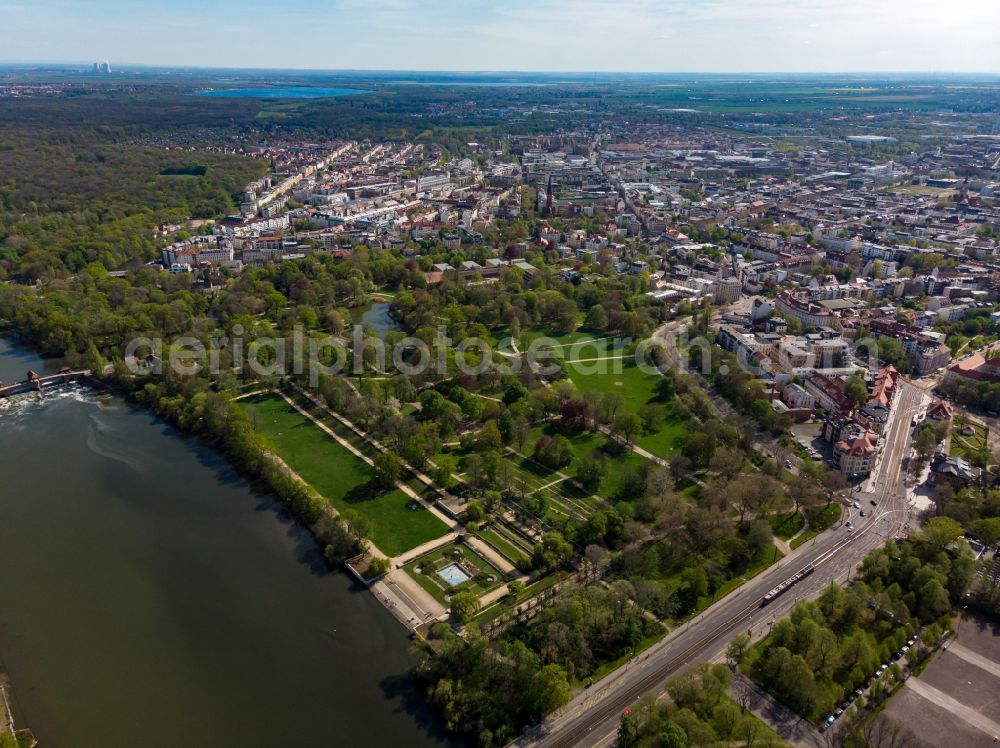 Aerial image Leipzig - Park of Richard-Wagner-Hain and Palmengarten in Leipzig in the state Saxony, Germany