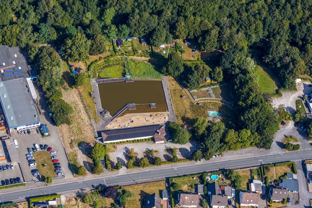 Aerial image Menden (Sauerland) - Park of the Schiffsmodellbauclub at the Bieberkamp in Menden (Sauerland) in the state North Rhine-Westphalia, Germany