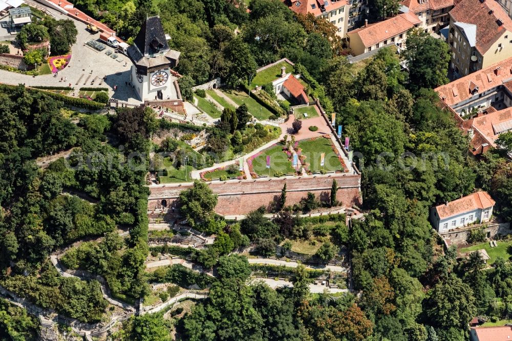 Aerial image Graz - Park of Schlossberg in Graz in Steiermark, Austria