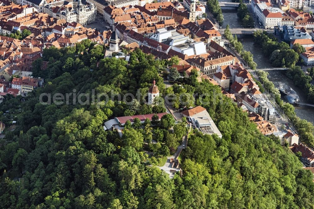 Graz from the bird's eye view: Park of Schlossberg in Graz in Steiermark, Austria