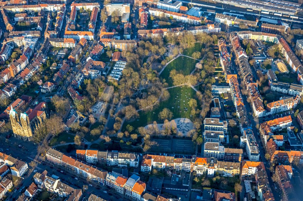 Münster from above - Park of Suedpark in the district Geist in Muenster in the state North Rhine-Westphalia, Germany