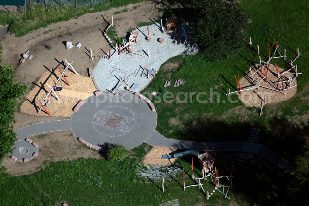 Aerial image Freiburg im Breisgau - Park with playground with sandy areas Dietenbachpark in the district Weingarten in Freiburg im Breisgau in the state Baden-Wuerttemberg, Germany