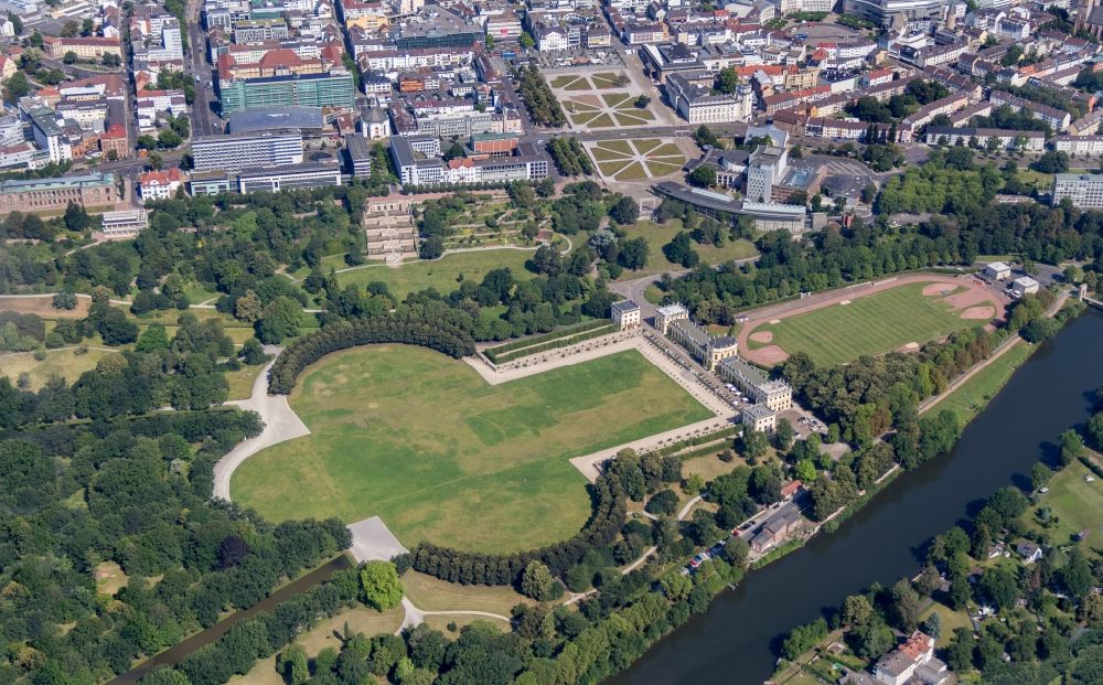 Kassel from above - Park of Staatspark Karlsaue in Kassel in the state Hesse, Germany
