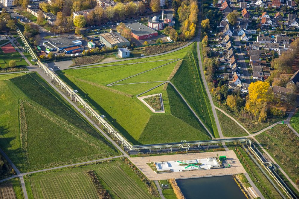 Aerial image Gelsenkirchen - layout of a new park with paths and green areas in the district Hassel in Gelsenkirchen at Ruhrgebiet in the state North Rhine-Westphalia, Germany