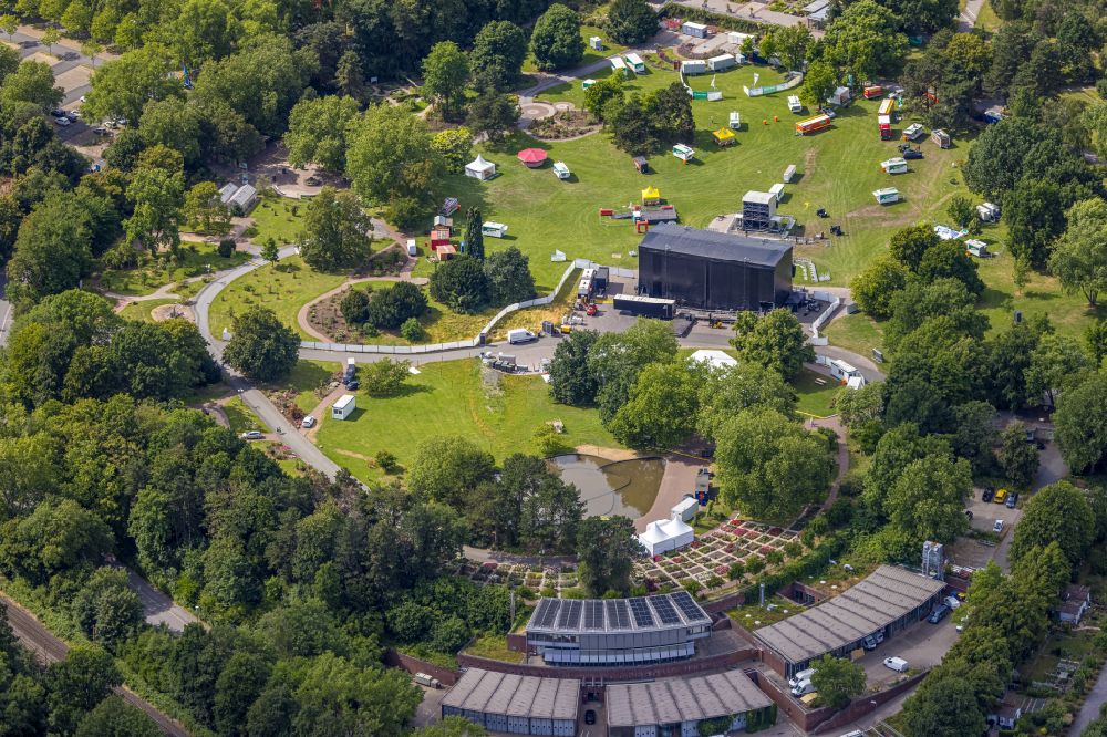 Dortmund from the bird's eye view: Westfalenpark park with a stage in the Ruhrallee Ost district in Dortmund in the Ruhr area in the state North Rhine-Westphalia, Germany